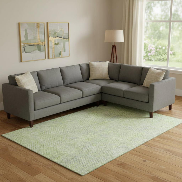 10' X 14' Geometric Washable Area Rug With UV Protection (672512) - Lime Green / Gray