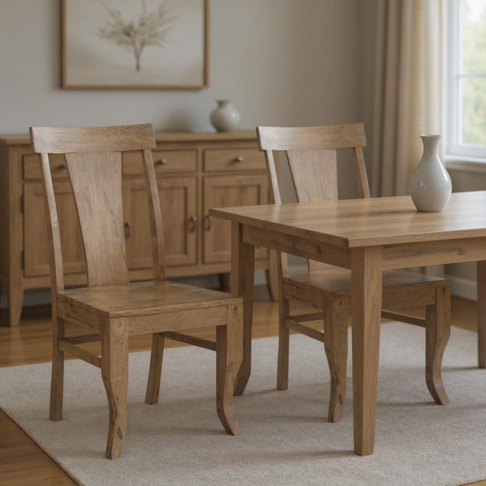 Solid Wood Slat Back Dining Side Chairs (Set of 2) - Brown