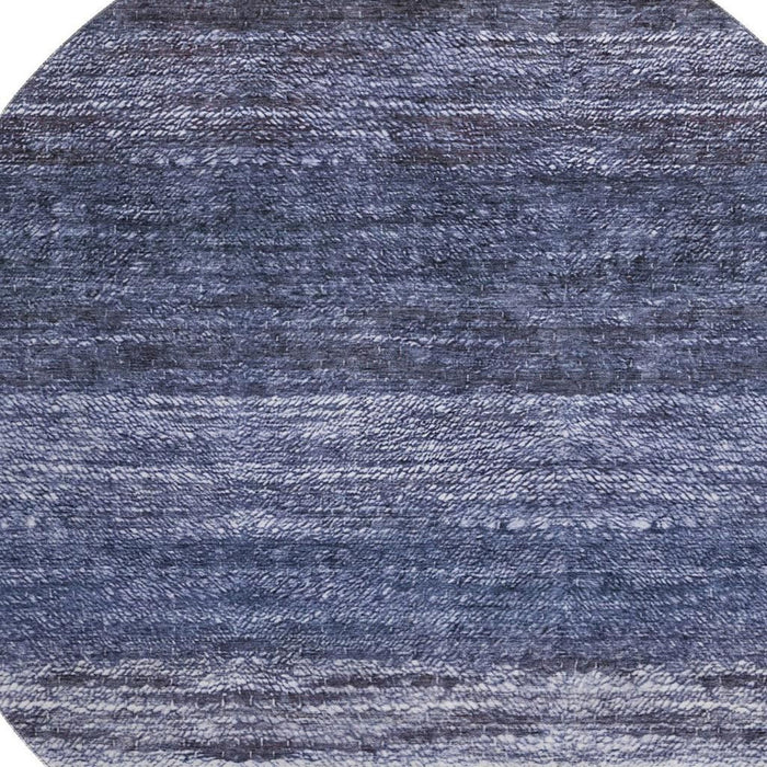 8' Abstract Washable Round Rug With UV Protection - Blue And Beige