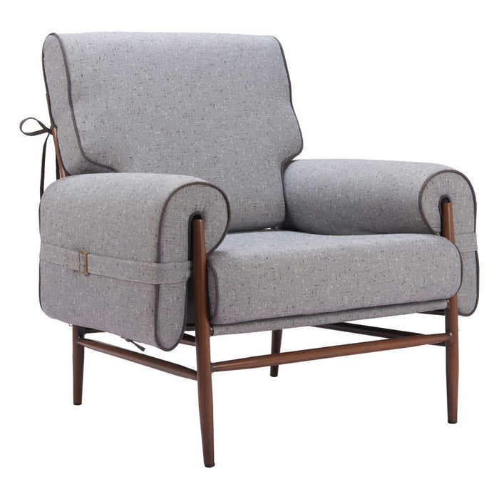 34" Upholstered Arm Chair - Gray / Brown