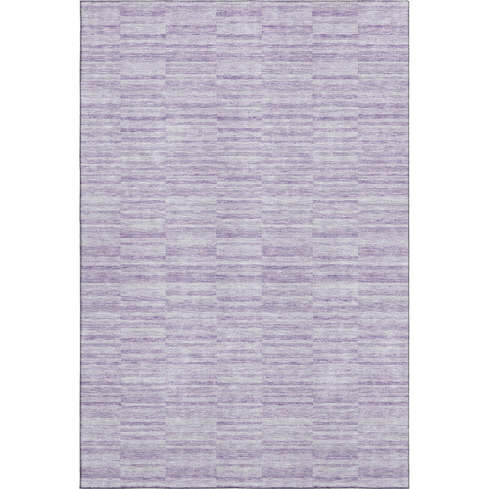 10' X 14' Striped Washable Area Rug With UV Protection - Plum And Ivory