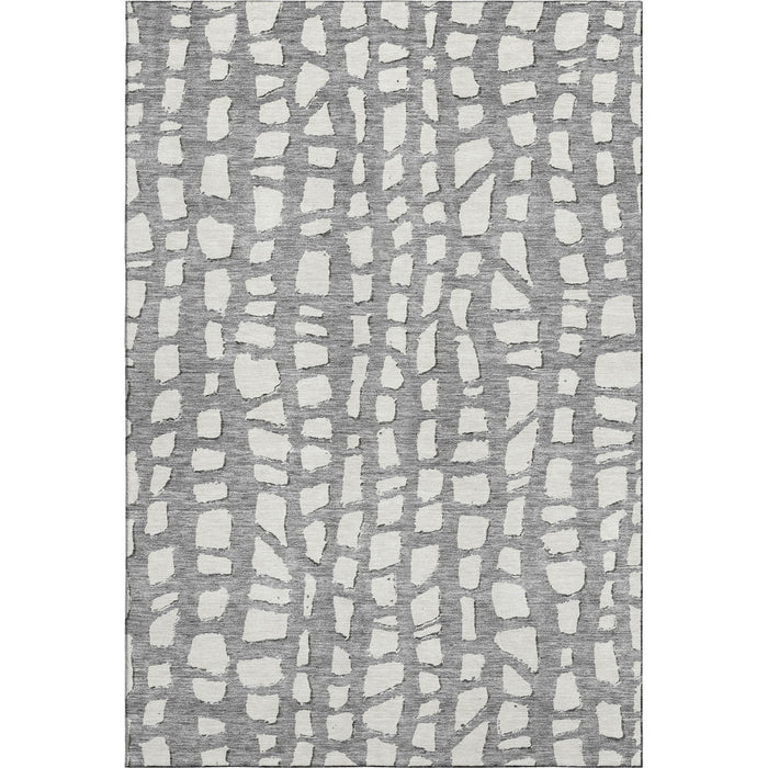 10' X 14' Cobblestone Washable Area Rug With UV Protection - Gray And Ivory