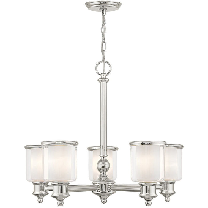 5-Light Dimmable Chandelier With Shades - Nickel