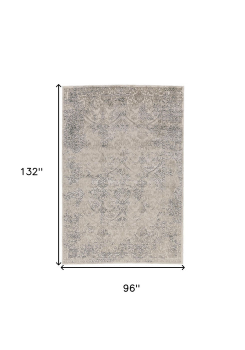 8' x 11' Abstract Stain Resistant Area Rug - Ivory Gray And Black