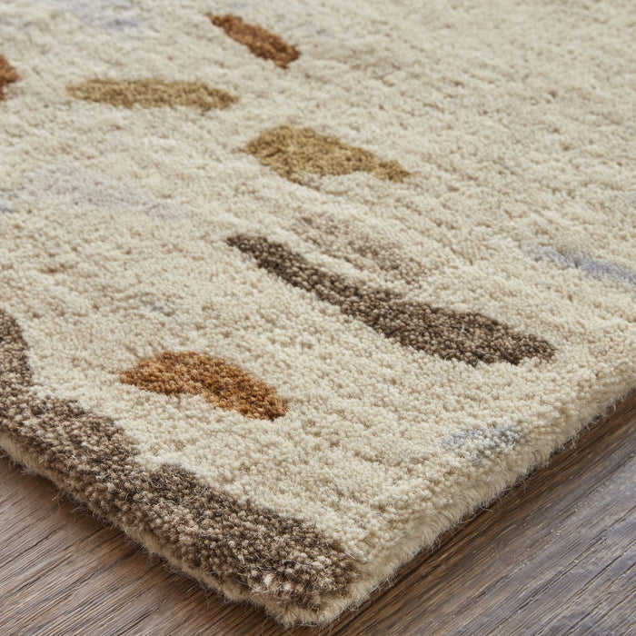 10' x 14' Wool Abstract Tufted Handmade Area Rug - Ivory Blue And Brown