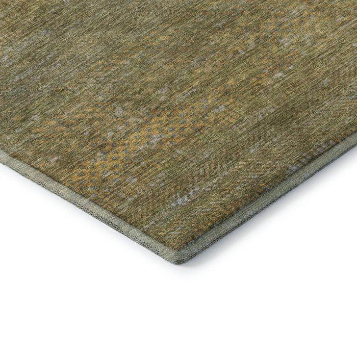 10' X 14' Striped Washable Area Rug With UV Protection (695474) - Sage / Gold / Khaki