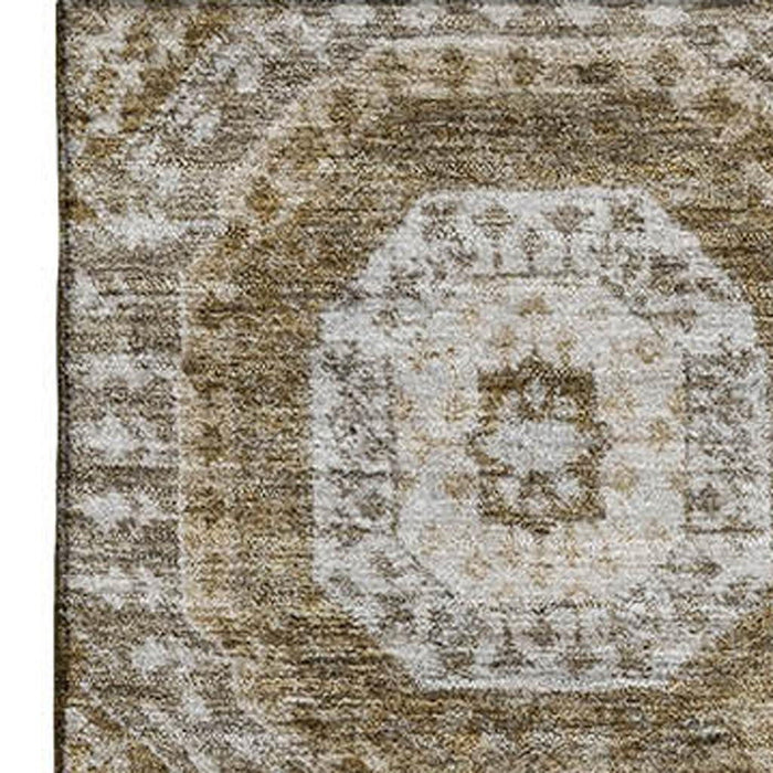 10' X 14' Abstract Geometric Washable Area Rug With UV Protection (708301) - Brown / Beige / Taupe