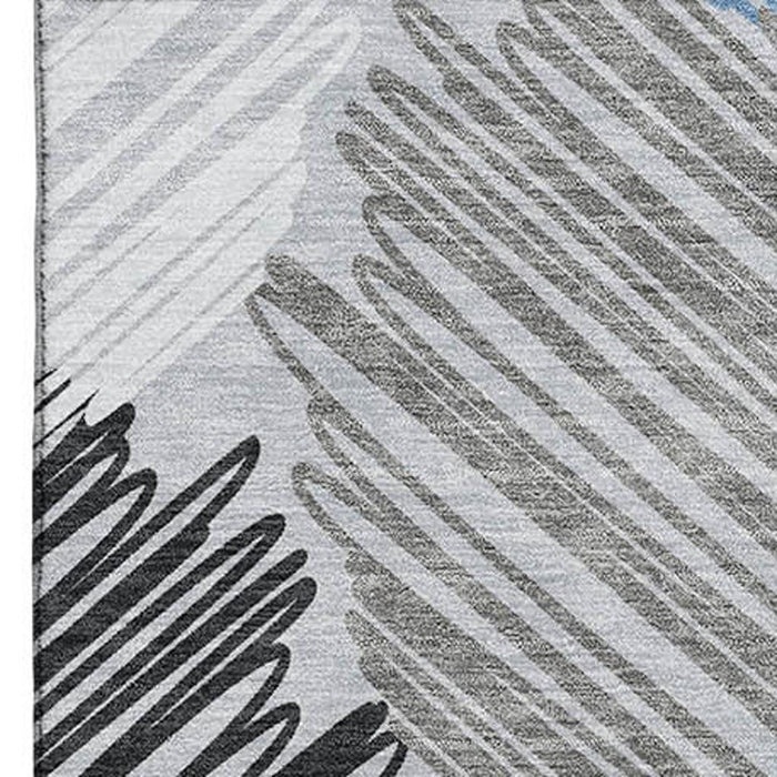 10' X 14' Geometric Washable Area Rug With UV Protection (708886) - Blue / Ivory / Gray