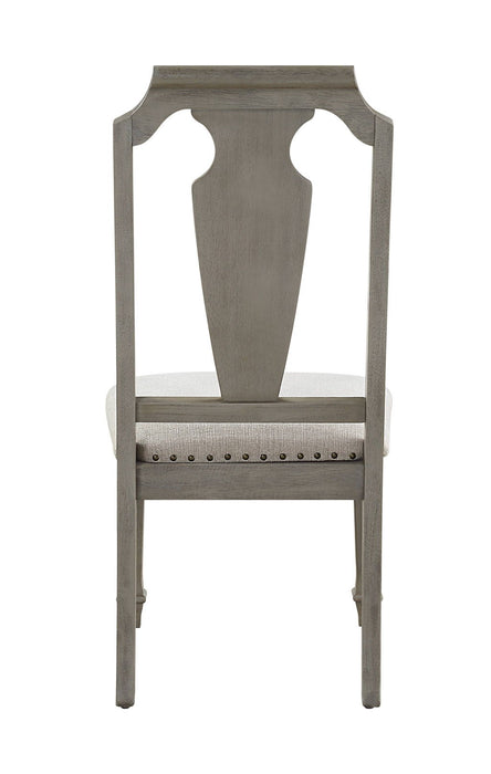 Upholstered Linen Open Back Dining Side Chairs (Set of 2) - Beige / Oak