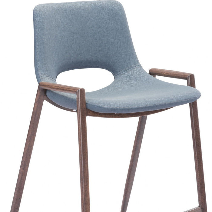 26" Steel Low Back Counter Height Bar Chairs (Set of 2) - Gray And Brown