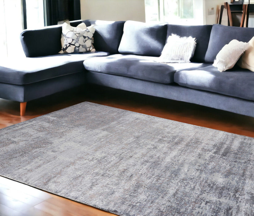 8' x 10' Hand Loomed Abstract Brushstroke Indoor Area Rug - Slate Gray