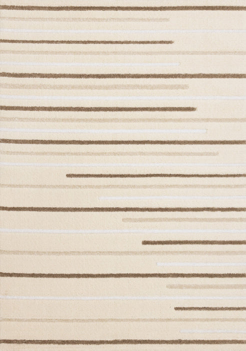 8' X 11' Striped Area Rug (660011) - Cream / Brown