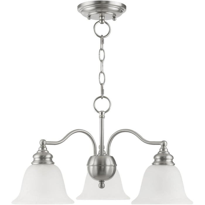 Dimmable Three Light Chandelier With Shades - Nickel