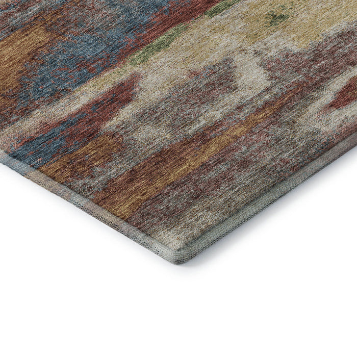 10' X 14' Abstract Washable Area Rug With UV Protection (675042) - Rust / Green / Gold