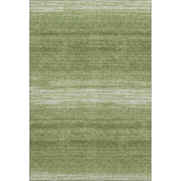 10' X 14' Striped Washable Area Rug With UV Protection (681107) - Green / Ivory