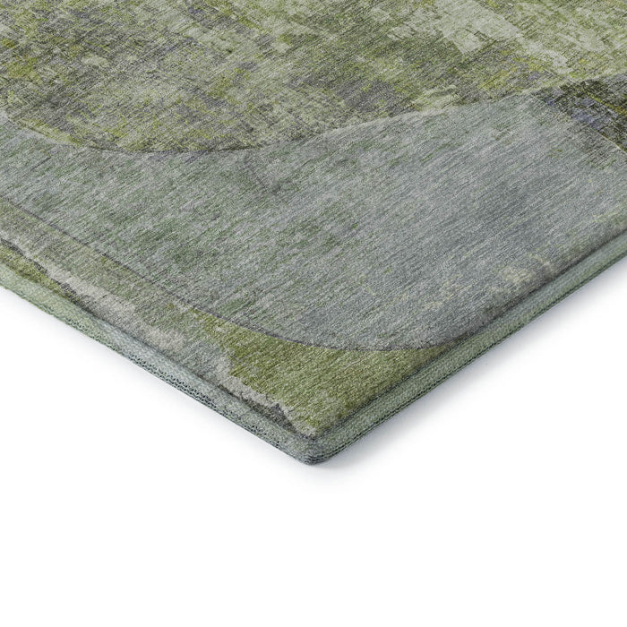 10' X 14' Abstract Washable Area Rug With UV Protection (695540) - Green / Purple / Silver