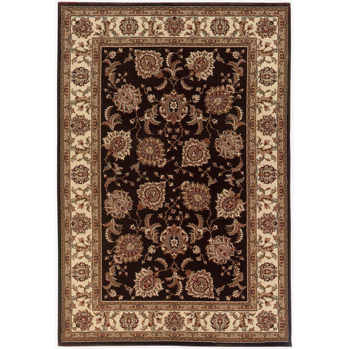 8' X 11' Oriental Area Rug, Polypropylene - Brown And Ivory