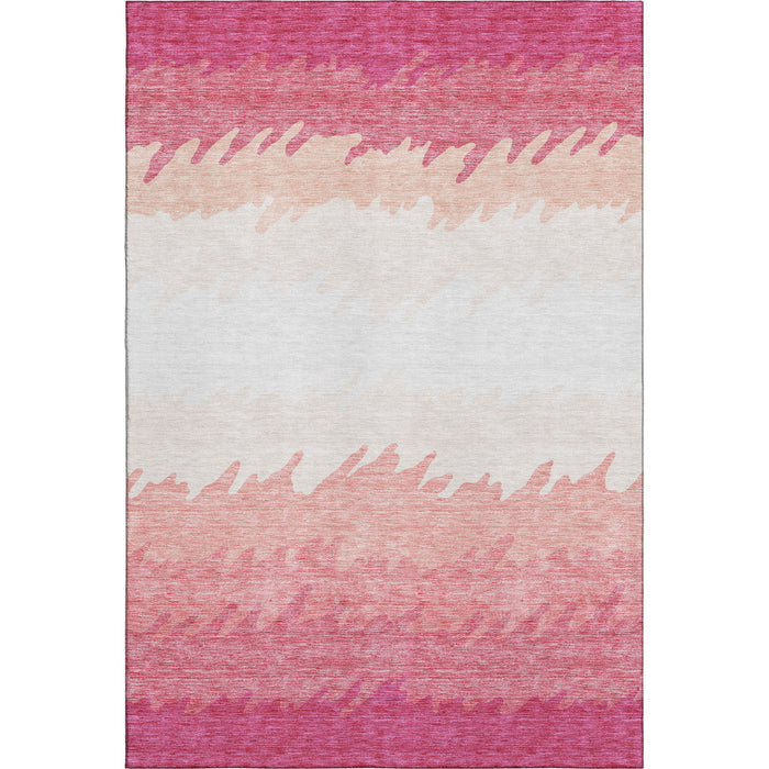 8' X 10' Striped Washable Area Rug With UV Protection - Blush And Ivory