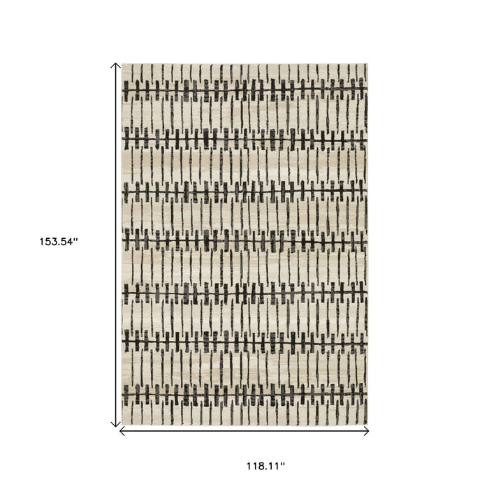 10' X 13' Geometric Area Rug - Beige And Black