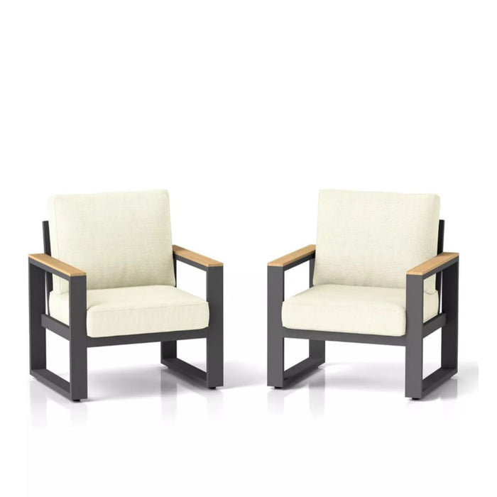 Set of two Giga all-weather patio armchairs with thick cushions, outdoor furniture with comfortable seating for patio or garden.