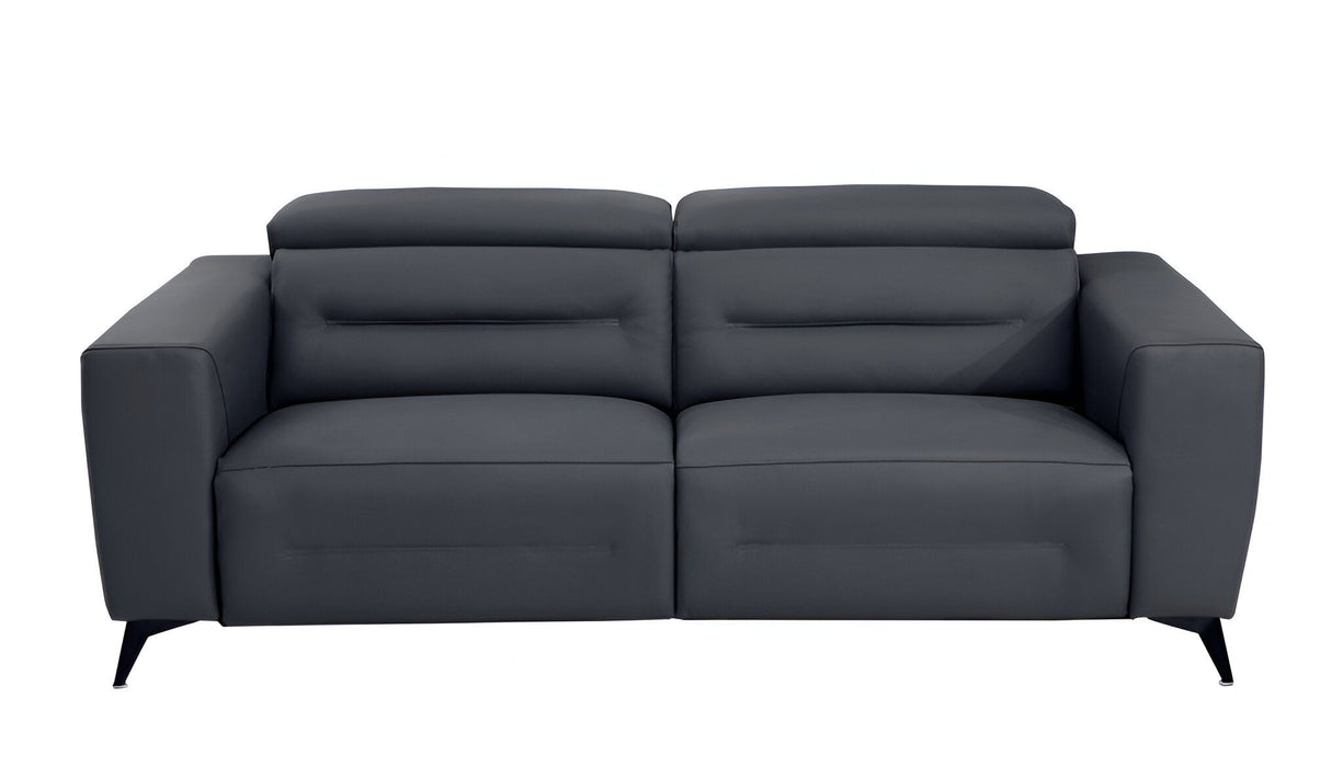 Italian Leather USB Reclining Sofa - Gray