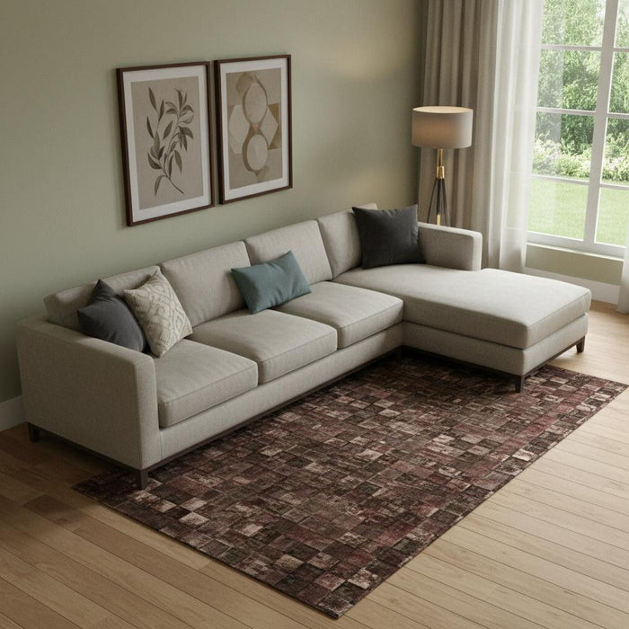 10' X 14' Floral Washable Area Rug With UV Protection (706397) - Terra Cotta / Sage
