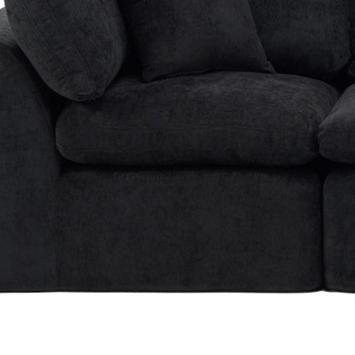 Chenille Modular Sofa Chaise With Ottoman Toss Pillows (725200) - Black
