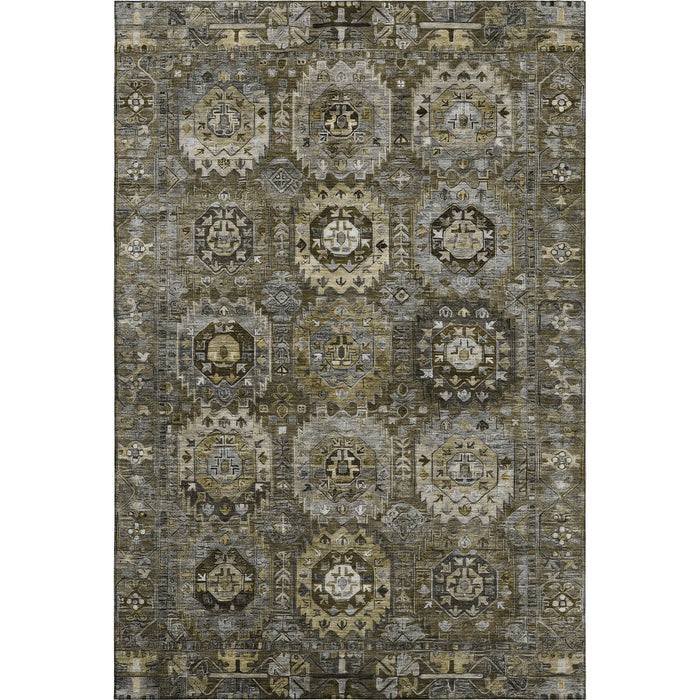 10' X 14' Medallion Washable Area Rug With UV Protection (714937) - Coffee / Charcoal
