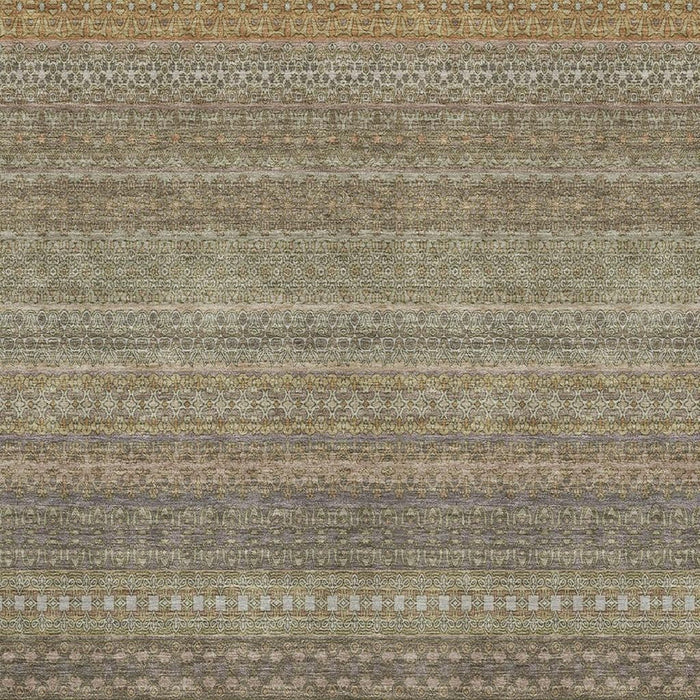 8' X 10' Striped Washable Area Rug With UV Protection (647516) - Khaki / Ivory