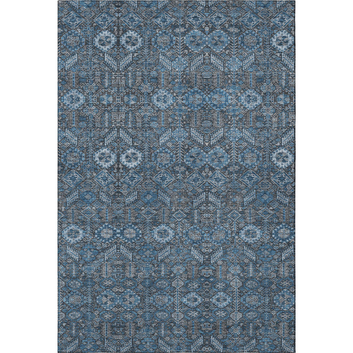 9' X 12' Tribal Washable Area Rug With UV Protection (649857) - Blue / Ivory