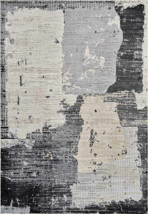 8' x 11' Abstract Distressed Area Rug - Beige And Black