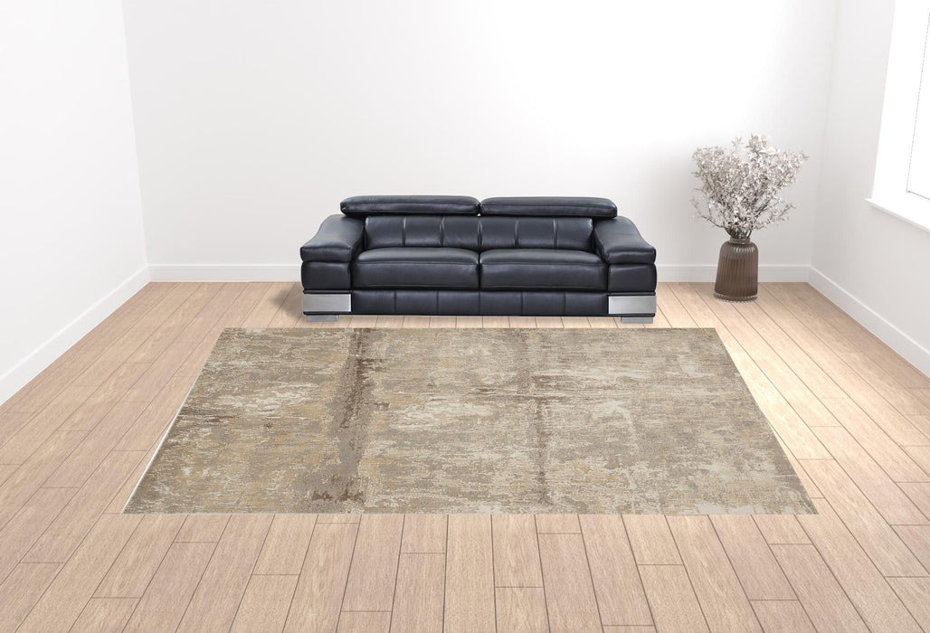12' x 15' Abstract Viscose Area Rug - Tan Ivory And Brown