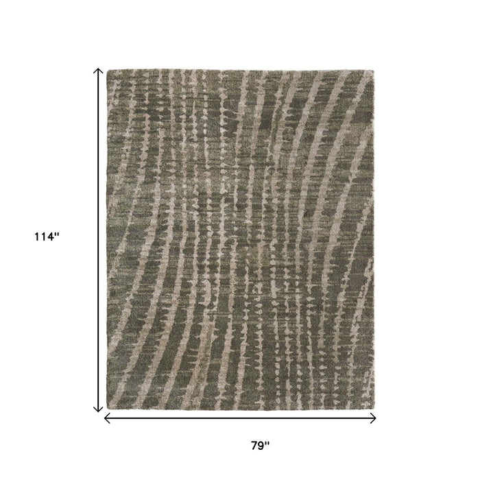 7' X 10' Abstract Area Rug - Green And Tan