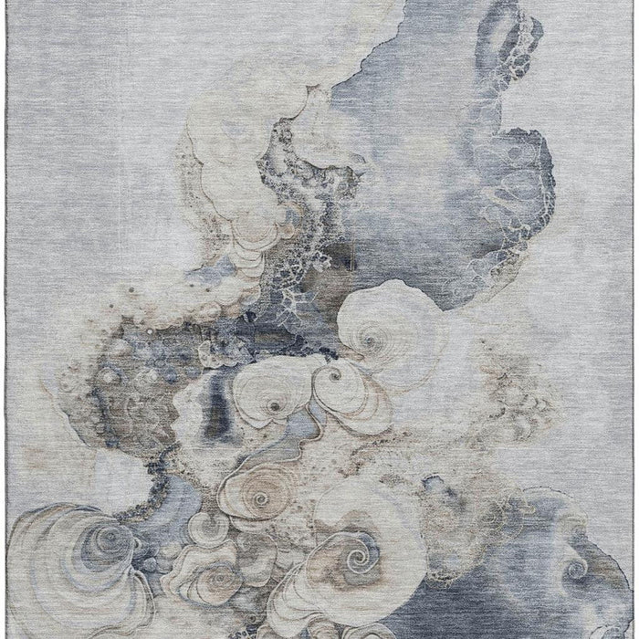 10' X 14' Abstract Washable Area Rug With UV Protection (706103) - Gray / Blue
