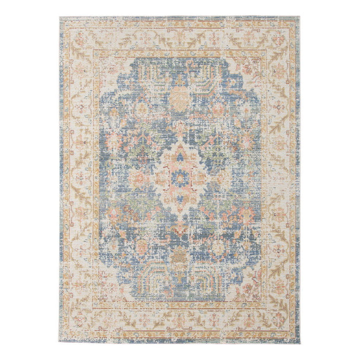 9' x 13' Floral Power Loom Area Rug - Gold Blue And Orange