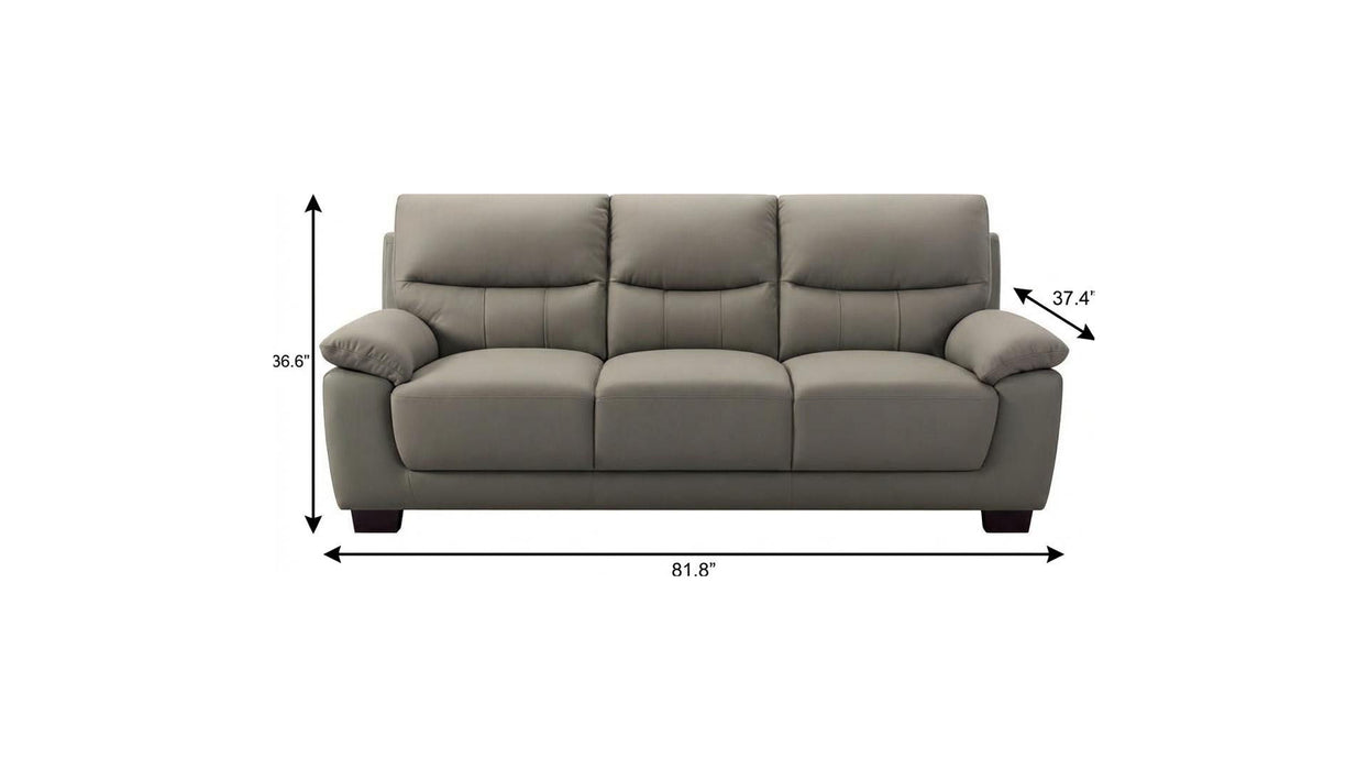 Faux Leather Sofa With Dark Brown Legs - Gray