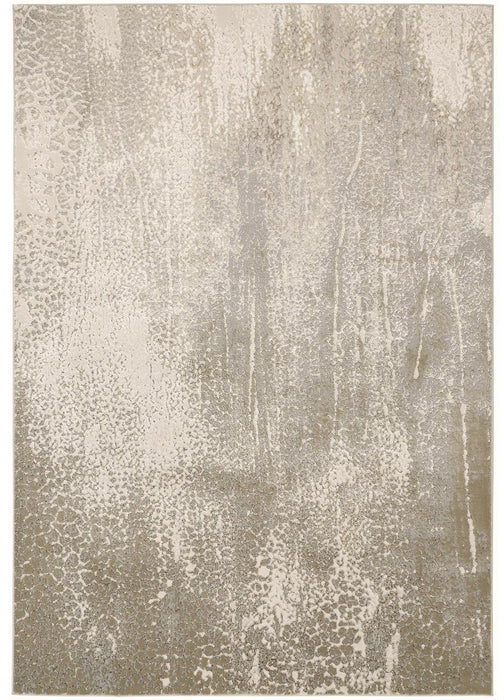 13' X 20' Abstract Area Rug - Ivory Gray And Gold