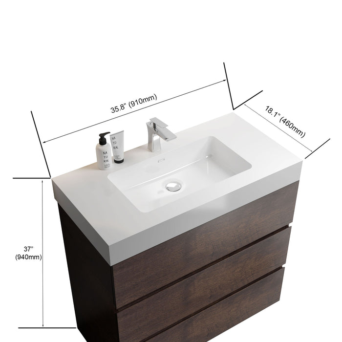 Giga Alice bathroom vanity with large storage, freestanding design, one-piece sink basin without drain or faucet, modern style.