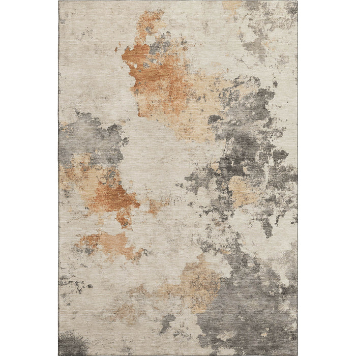 10' X 14' Abstract Washable Area Rug With UV Protection (701611) - Rust / Gray / Ivory