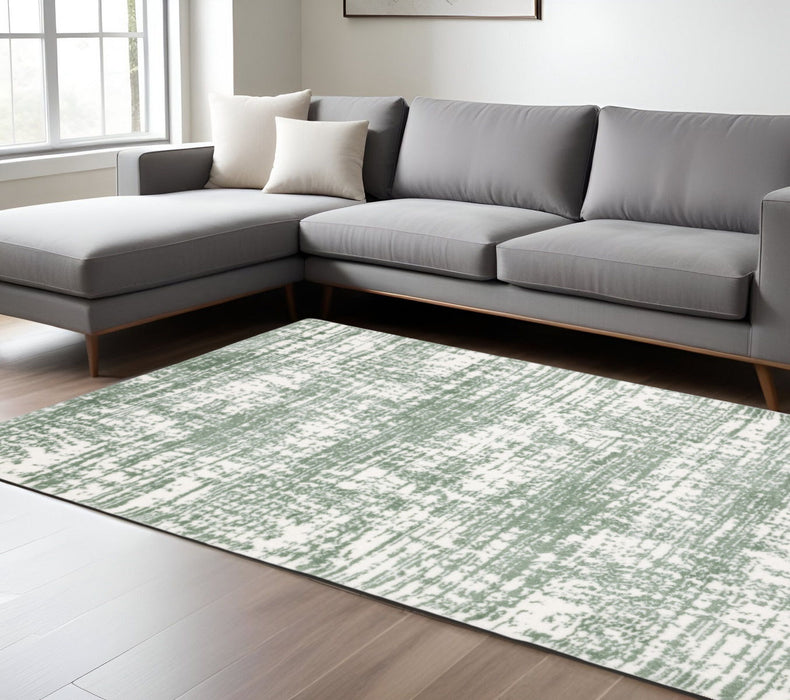 10' X 13' Abstract Area Rug - Green And Ivory