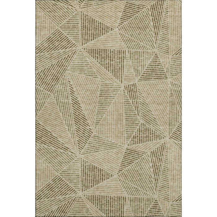 9' X 12' Geometric Washable Area Rug With UV Protection (651964) - Khaki / Beige