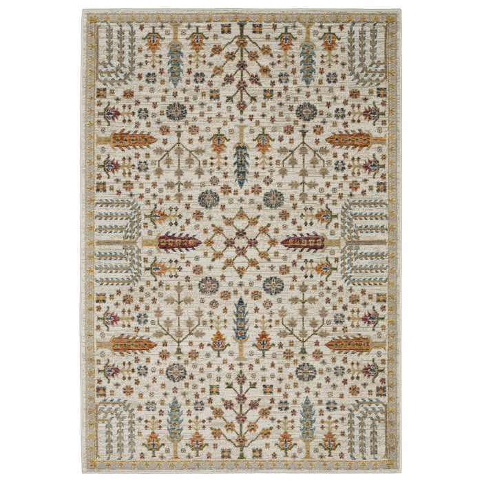 8' X 11' Oriental Area Rug - Ivory And Gold