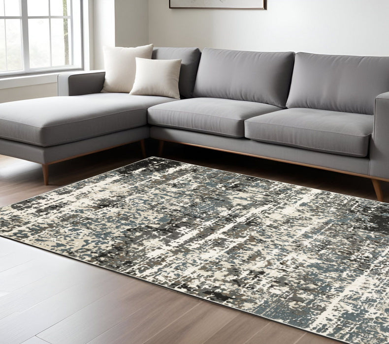 10' X 13' Abstract Area Rug - Ivory And Gray