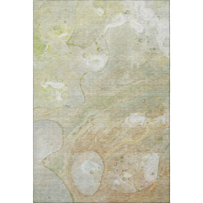10' X 14' Abstract Washable Area Rug With UV Protection (708862) - Linen / Ivory / Green