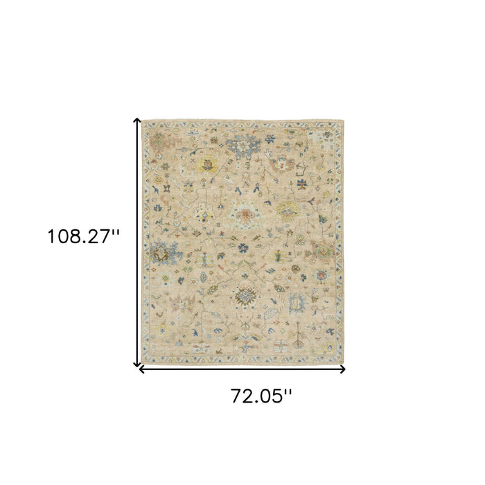 6' X 9' Wool Oriental Hand Knotted Area Rug With Fringe - Gray / Green