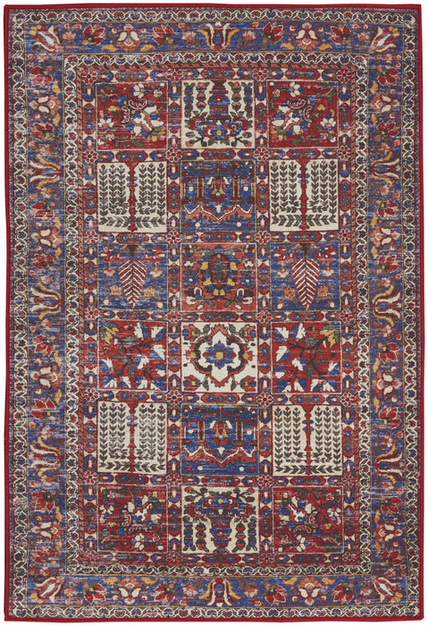 2' X 3' Oriental Distressed Non Skid Area Rug (573900) - Ivory / Red / Blue