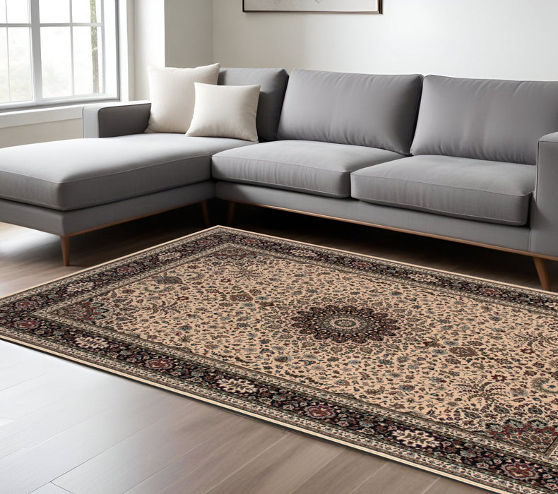 10' X 13' Oriental Area Rug - Ivory And Black
