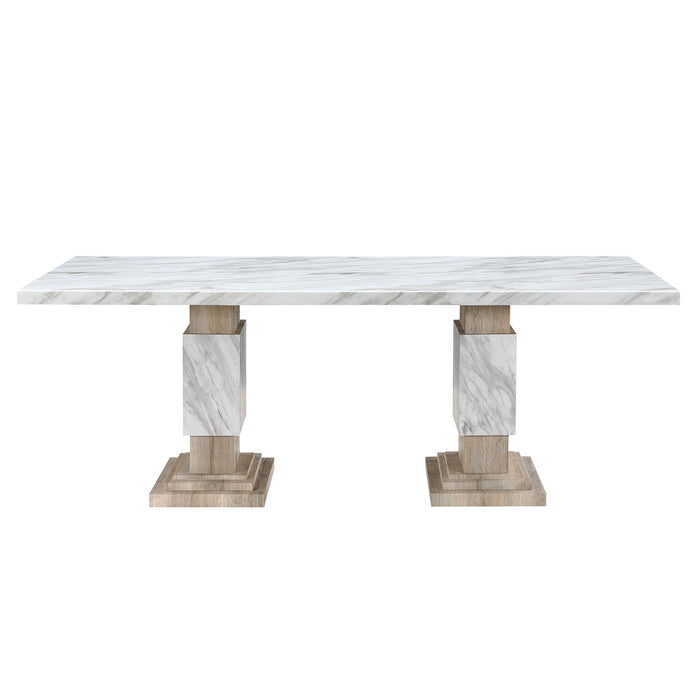 82" Wood Pedestal Base Dining Table - Natural