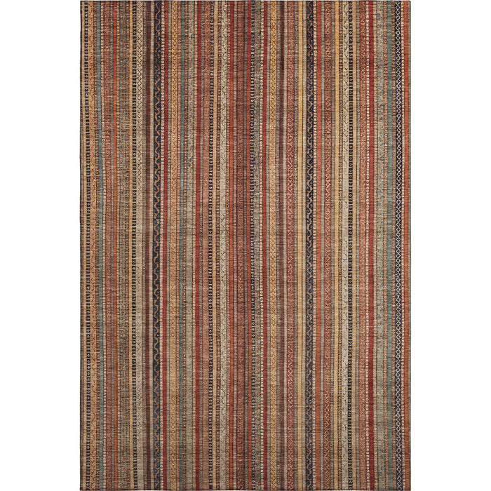 10' X 14' Striped Washable Area Rug With UV Protection (696224) - Rust / Taupe / Gray