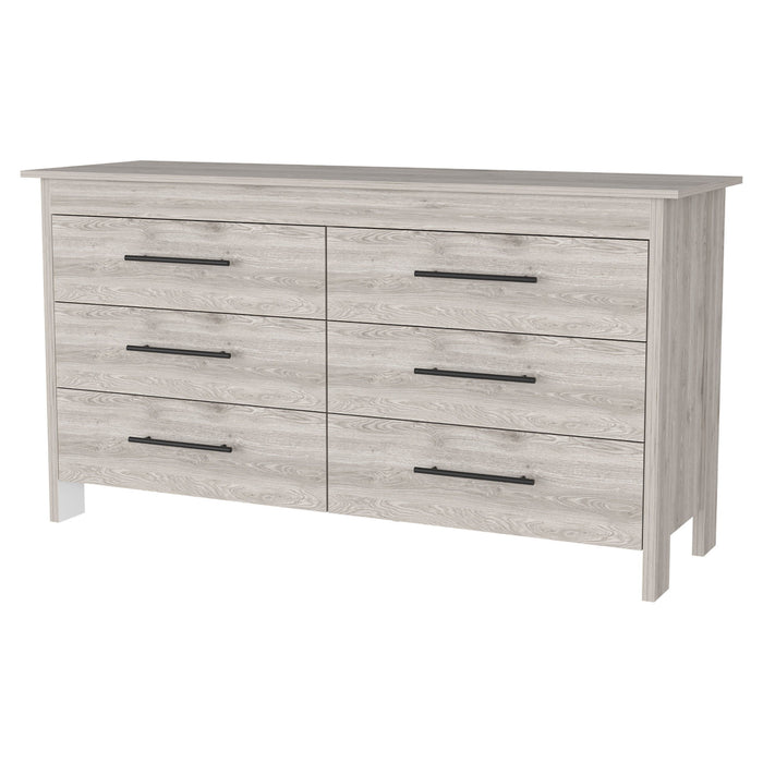 59" Six Drawer Double Dresser - Light Gray